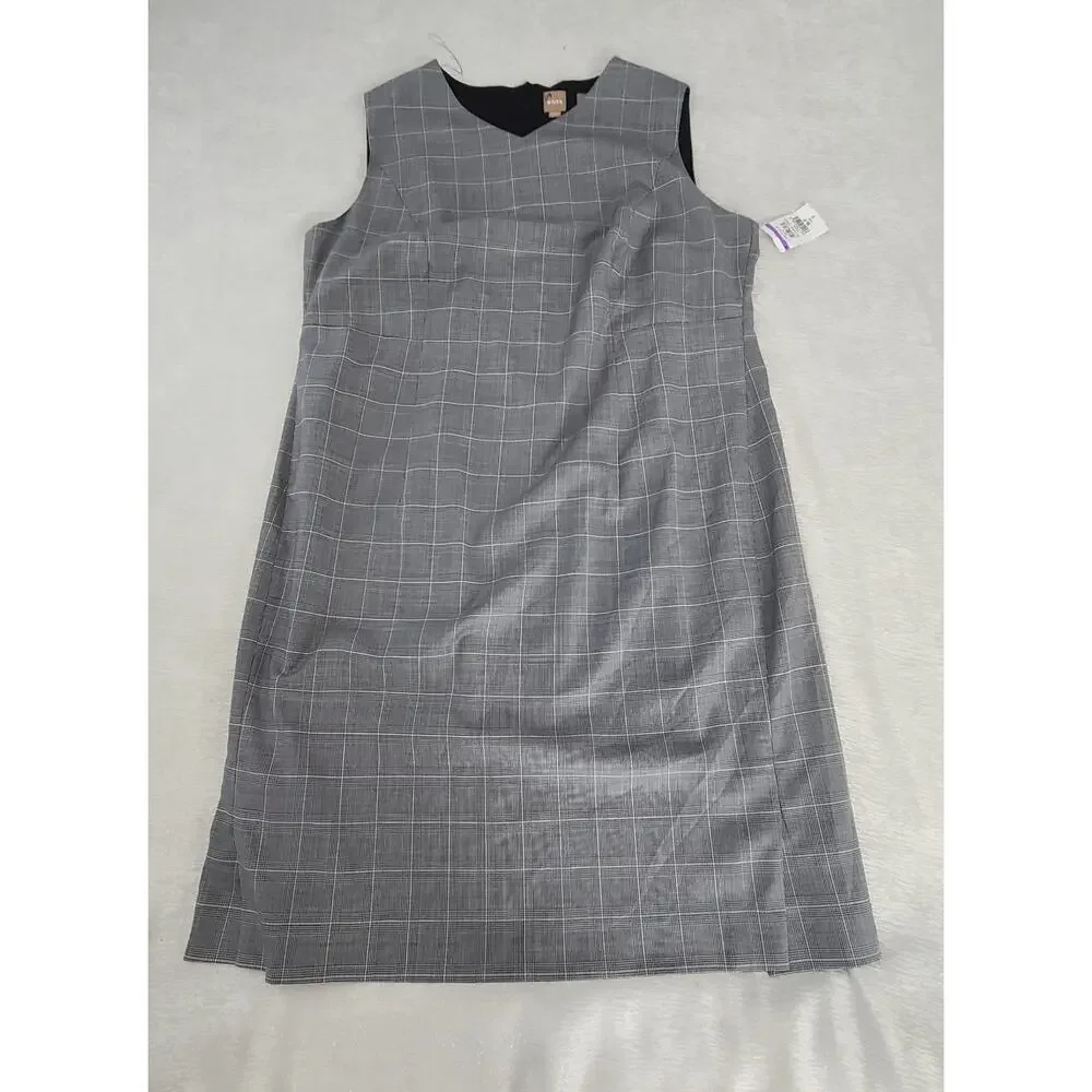 Boss Trabaldo Togna 1840 Wool Plaid sheath dress black plaid Size 18 academia - Picture 4 of 9